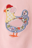 Pink Chicken Applique Ruffle Pants Set Aaria Tees
