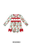 Red Santa Embroidery Ruffle Bubble Aaria Tees