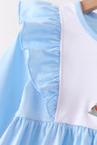 Blue frozen embroidery ruffle pants set Aaria Tees