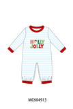 Blue Stripe Holly Jolly Romper Aaria Tees