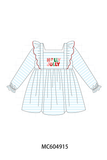 Blue Stripe Holly Jolly Ruffle Dress Aaria Tees
