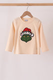 Beige Grinch Applique Top Aaria Tees