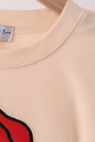 Beige Grinch Applique Top Aaria Tees