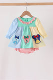 Colorblock character applique ruffle bubble Aaria Tees