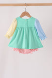 Colorblock character applique ruffle bubble Aaria Tees