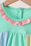 Colorblock character applique ruffle bloomer set Aaria Tees