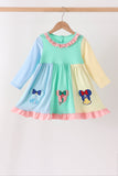 Colorblock character applique ruffle dress Aaria Tees