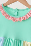 Colorblock character applique ruffle dress Aaria Tees