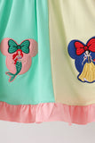 Colorblock character applique ruffle dress Aaria Tees
