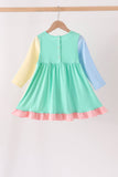 Colorblock character applique ruffle dress Aaria Tees