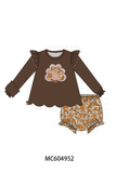Brown Turkey Applique Ruffle Bloomer Set Aaria Tees