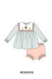 Sage Turkey Embroidery Ruffle Bloomer Set Aaria Tees
