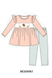 Sage Turkey Embroidery Ruffle Pants Set Aaria Tees
