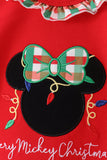 Red christmas character applique ruffle romper Aaria Tees