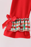 Red christmas character applique ruffle romper Aaria Tees