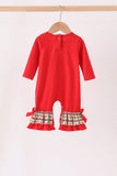 Red christmas character applique ruffle romper Aaria Tees