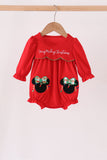 Red christmas character applique ruffle bubble Aaria Tees