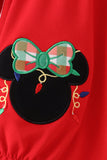 Red christmas character applique ruffle bubble Aaria Tees