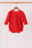 Red christmas character applique ruffle bubble Aaria Tees
