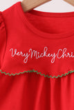 Red christmas character applique gingham bloomer set Aaria Tees