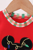 Red christmas character applique romper Aaria Tees