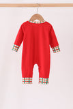 Red christmas character applique romper Aaria Tees