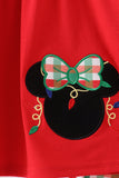 Red christmas character applique gingham ruffle pants set - Aaria Tees Aaria Tees