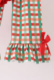 Red christmas character applique gingham ruffle pants set - Aaria Tees Aaria Tees
