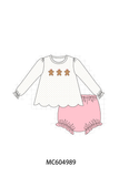 Pink Gingerbread Embroidery Bloomer Set Aaria Tees