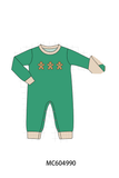 Green Gingerbread Embroidery Romper Aaria Tees
