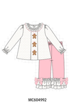 Pink Gingerbread Embroidery Ruffle Pants Set Aaria Tees