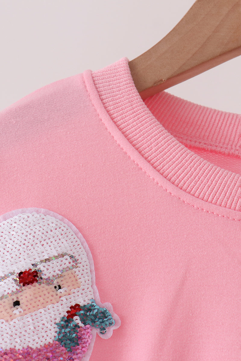 Pink Santa Sequin Top - Aaria Tees Aaria Tees