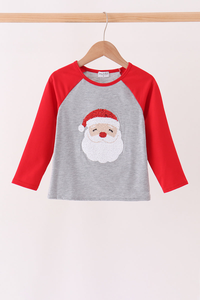 Gray Santa Sequin Top - Aaria Tees Aaria Tees