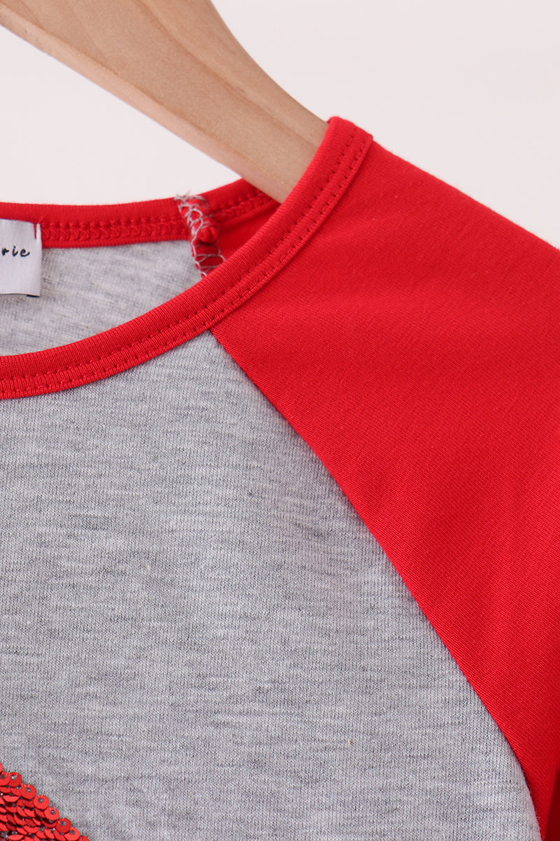 Gray Santa Sequin Top - Aaria Tees Aaria Tees
