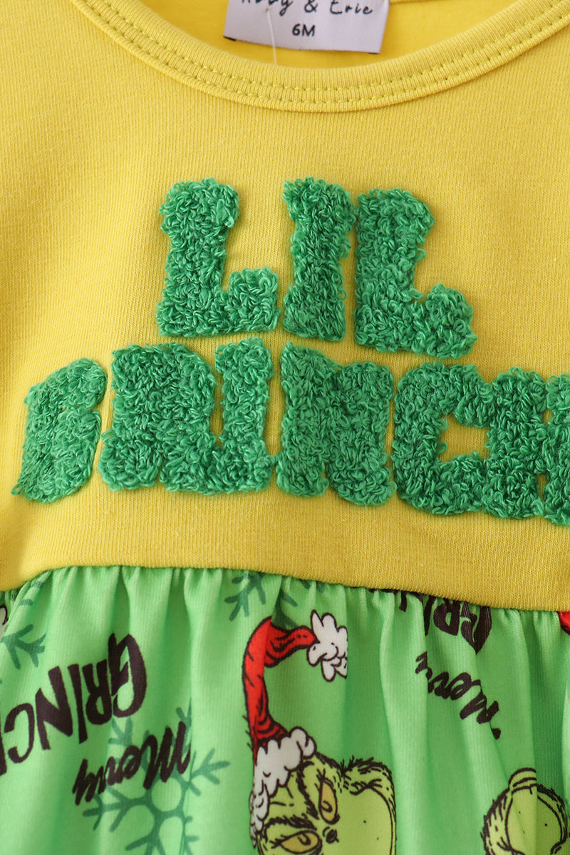 Green Grinch French Knot Bow Bubble - Aaria Tees Aaria Tees