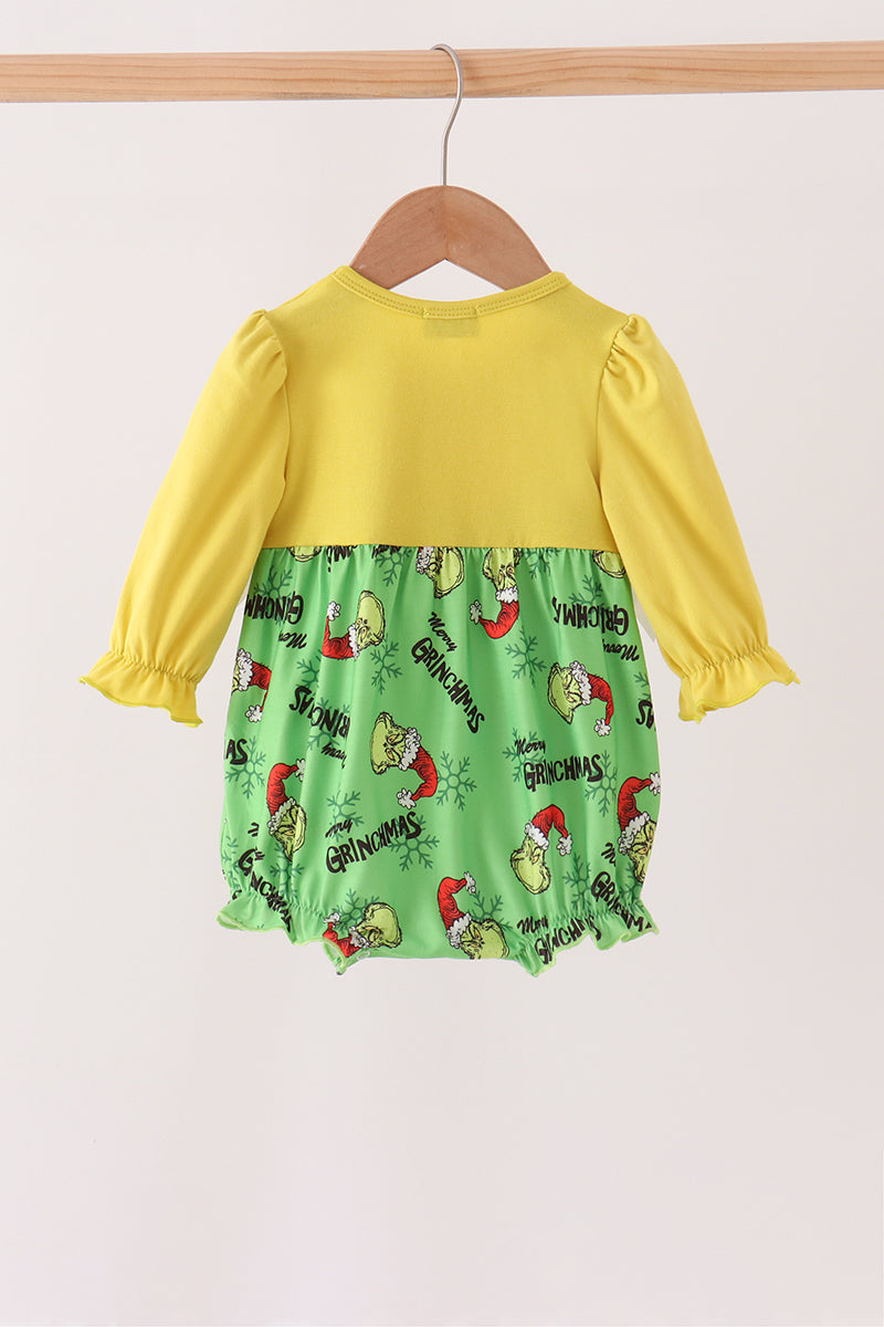 Green Grinch French Knot Bow Bubble - Aaria Tees Aaria Tees