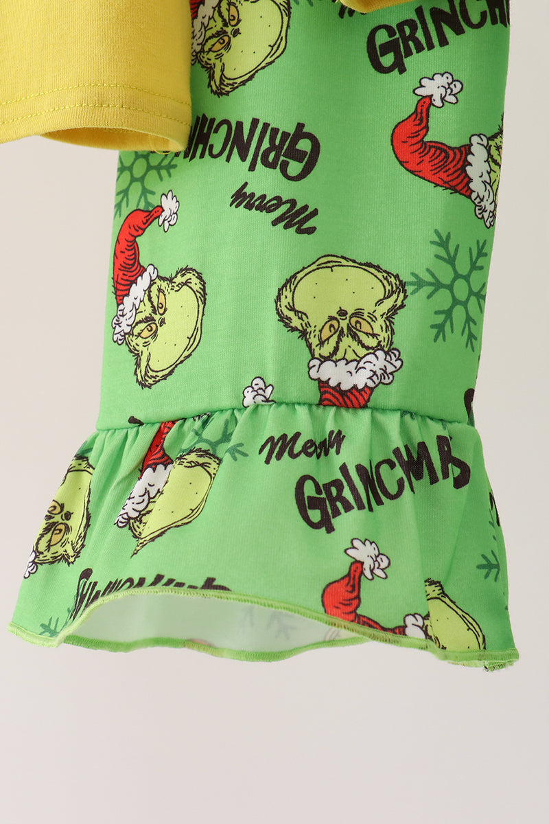 Green Grinch French Knot Ruffle Pants Set - Aaria Tees Aaria Tees