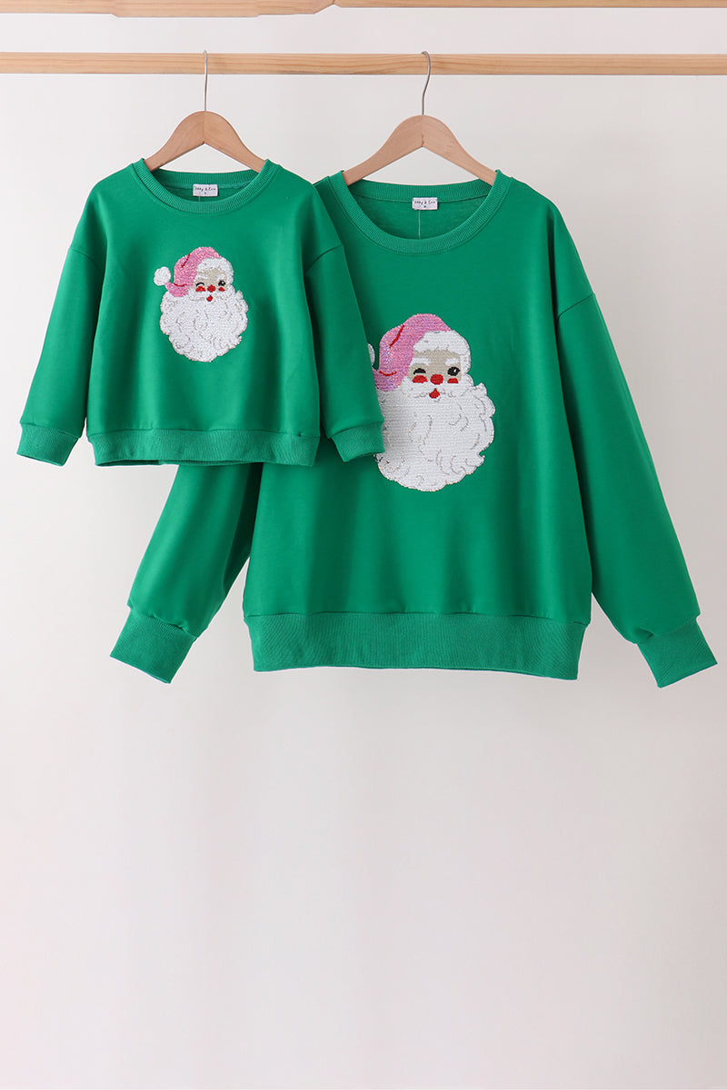 Green Santa Sequin Mom&me Top - Aaria Tees Aaria Tees