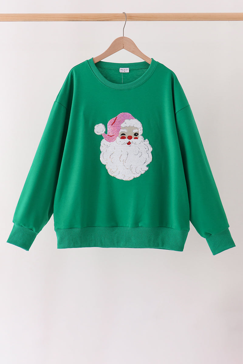 Green Santa Sequin Mom&me Top - Aaria Tees Aaria Tees