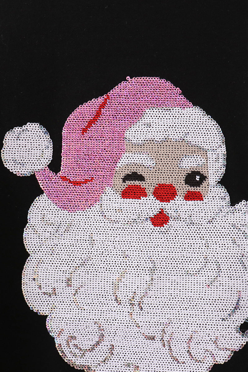 Black Santa Sequin Top - Aaria Tees Aaria Tees