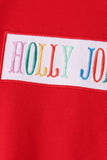 Red Holly Jolly Embroidery Plaid Pants Set - Aaria Tees Aaria Tees
