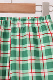 Red Holly Jolly Embroidery Plaid Pants Set - Aaria Tees Aaria Tees