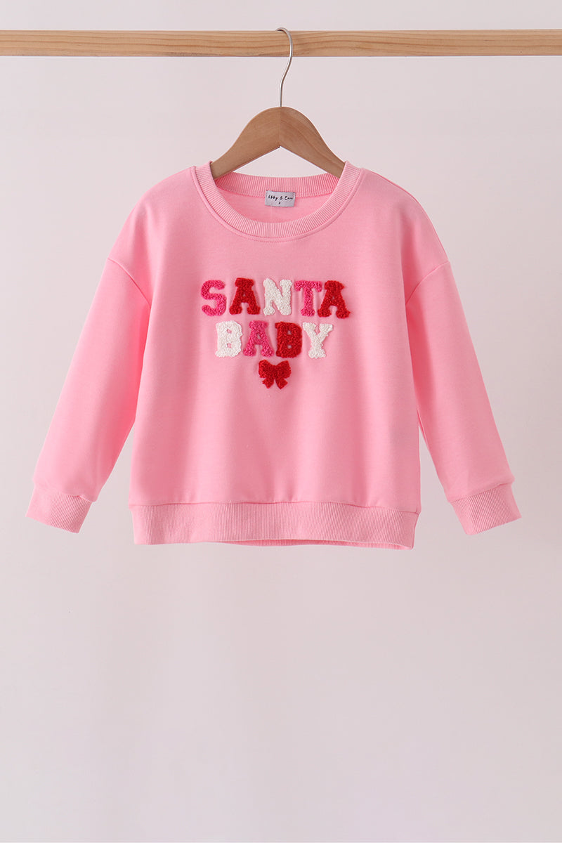 Pink Santa Baby French Knot Mom&me Top - Aaria Tees Aaria Tees