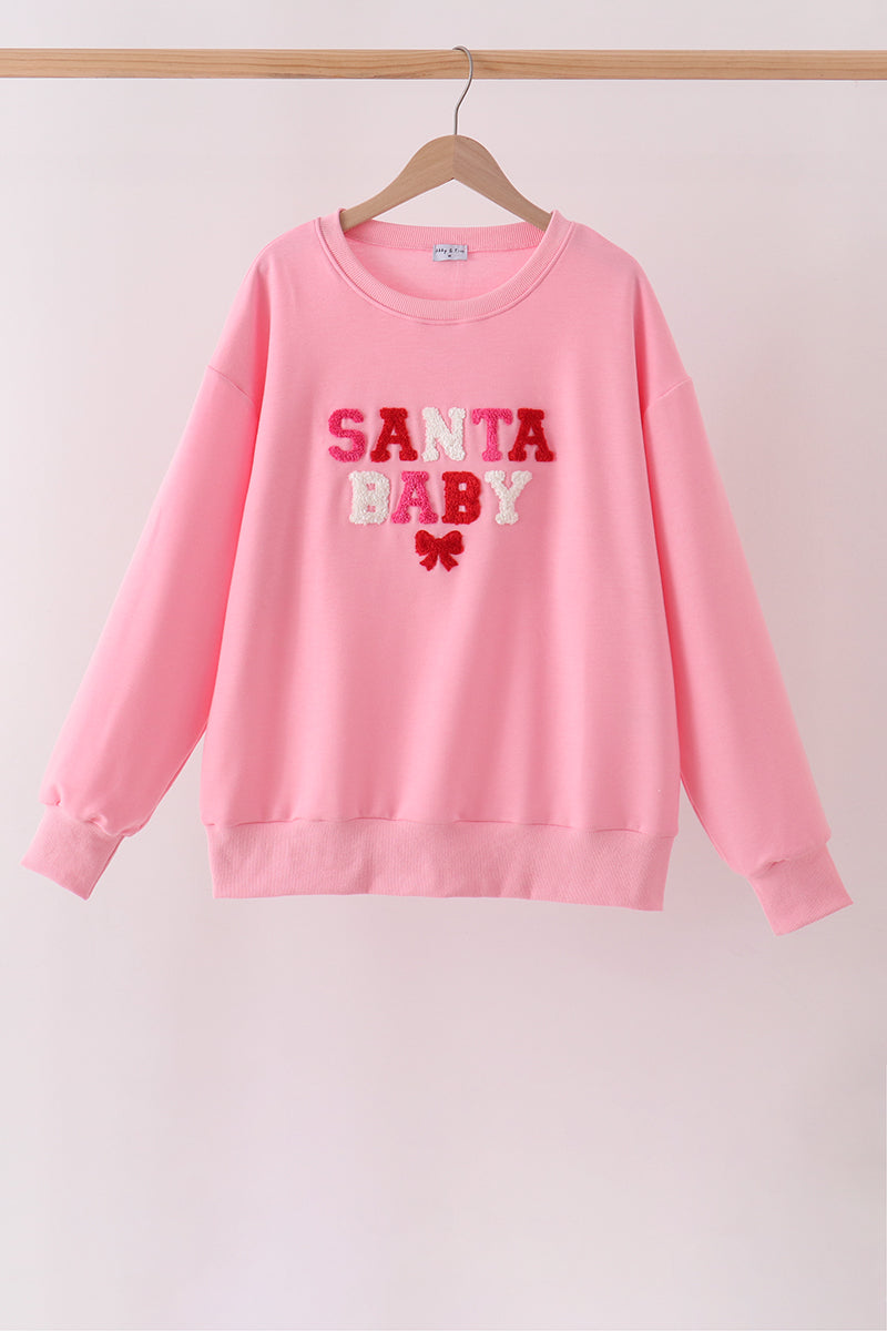 Pink Santa Baby French Knot Mom&me Top - Aaria Tees Aaria Tees