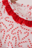 Red Candy Cane Sequin Ruffle Dress - Aaria Tees Aaria Tees