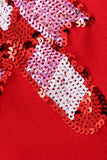 Red Candy Cane Sequin Ruffle Dress - Aaria Tees Aaria Tees