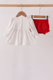 White Candy Cane Smocked polka dot Bloomer Set - Aaria Tees Aaria Tees