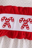White Candy Cane Smocked polka dot Bubble - Aaria Tees Aaria Tees