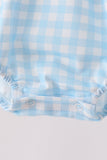 Blue Candy Cane Embroidery Gingham Bubble - Aaria Tees Aaria Tees
