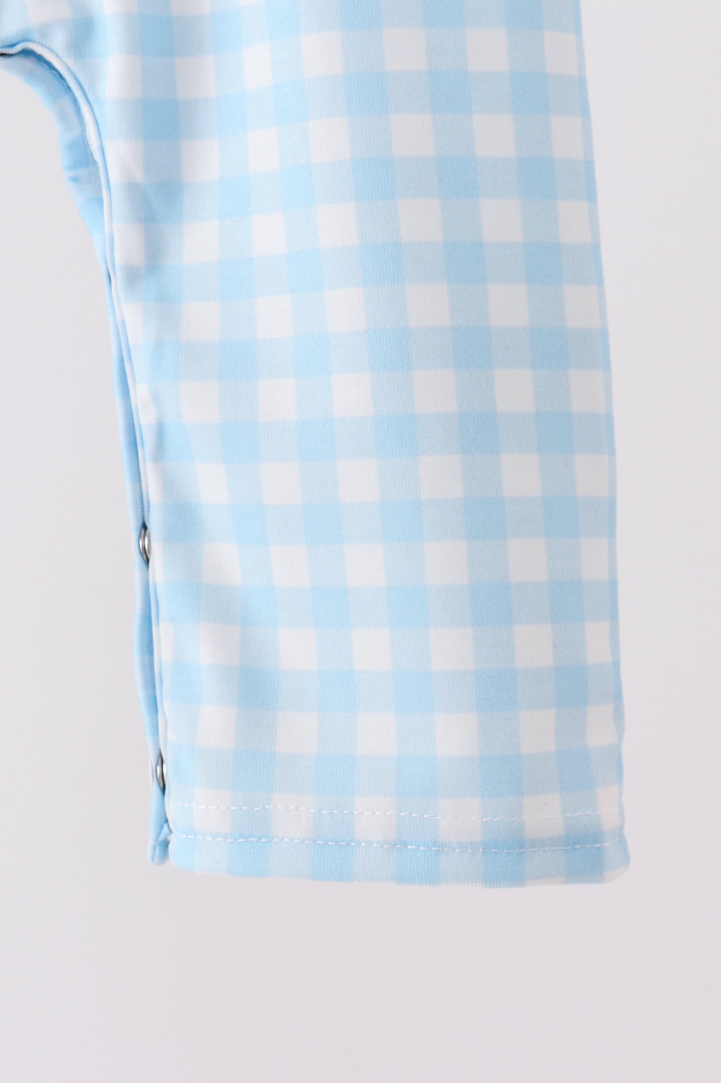 Blue Candy Cane Embroidery Gingham JonJon - Aaria Tees Aaria Tees